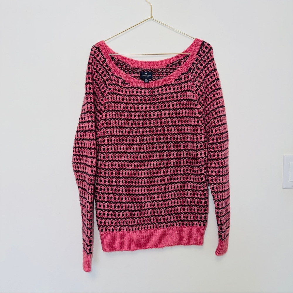American Eagle 25% Wool Crew Neck Striped  Girlhoodcore Cabincore Sweater 🌹